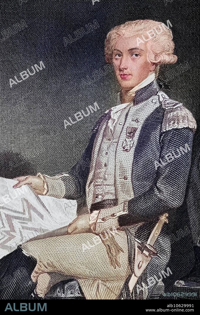 Marie-Joseph-Paul-Yves-Roch-Gilbert du Motier, Marquis de La Fayette or Lafayette (born 6 September 1757 in Chavaniac (today Chavaniac-Lafayette), France, died 20 May 1834 in Paris) was a French Général de division and politician. The Enlightenment leader took part in the American War of Independence on the side of the colonists and played an important role in the French Revolution, after a painting by Alonzo Chappel (1828-1878), Historical, digitally restored reproduction, after a painting by Alonzo Chappel (1828-1878), Europe.