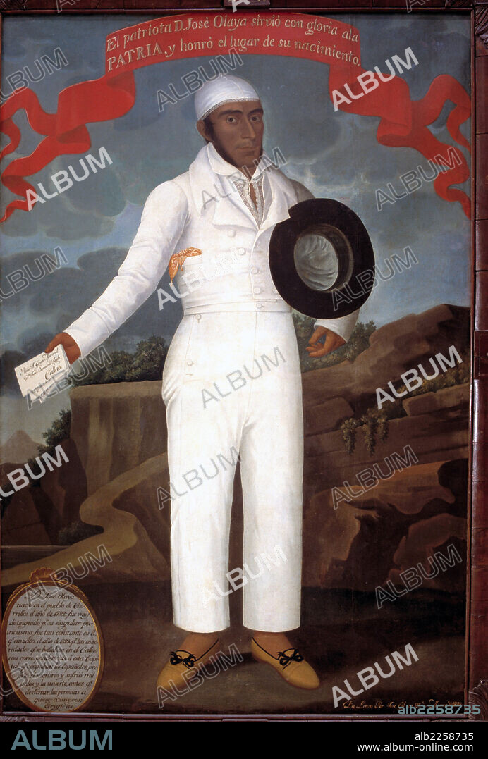 GIL DE CASTRO , JOSE. PINTOR PERUANO . LIMA 1790 - 1850. ARTE SIGLO XIX . PERU. " EL MARTIR OLAYA " , AÑO 1823. MUSEO NACIONAL DE HISTORIA . LIMA . PERU.