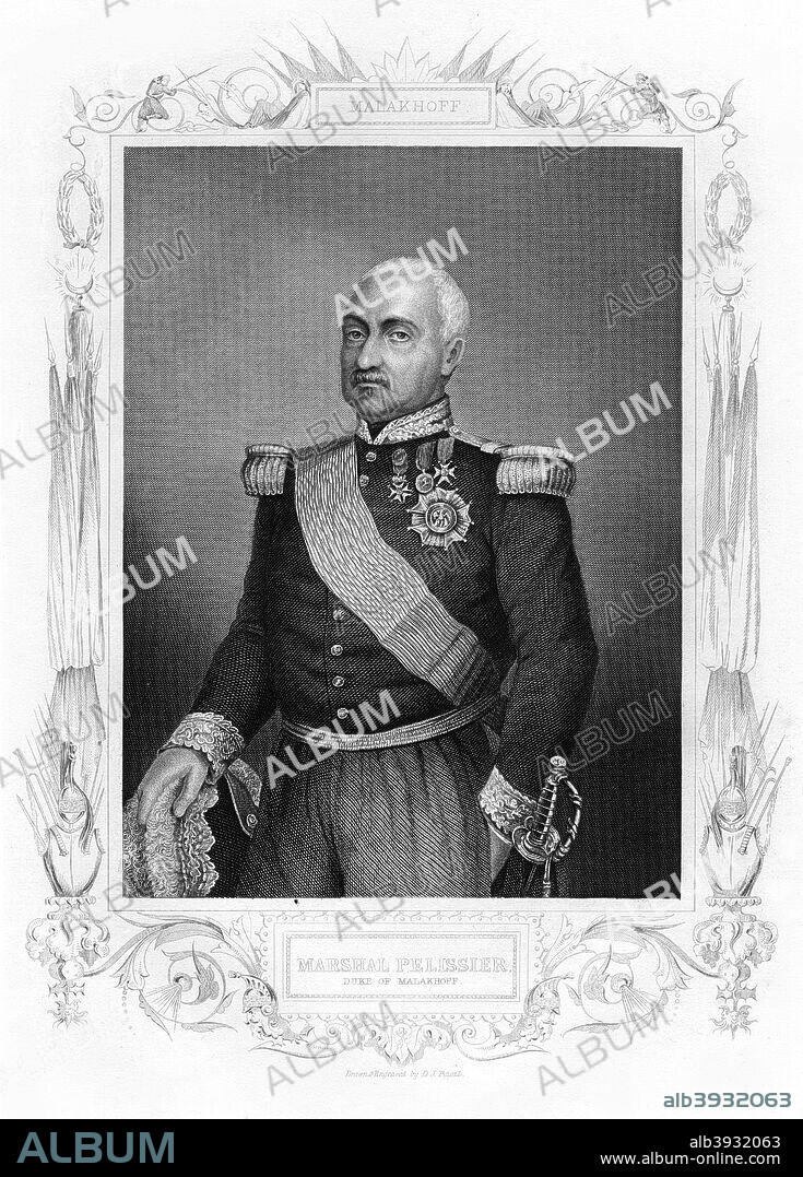 DANIEL JOHN POUND. Aimable Jean Jacques Pelissier, duke of Malakoff, marshal of France, 19th century. Pelissier (1794-1864) was made duke of Malakoff after his success in the storming of the Tower of Malakoff during the Crimean War in 1855. This event ended the Siege of Sebastopol, and was instrumental in the victory of the British and French against Russia.