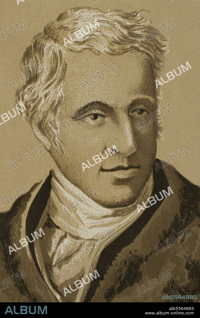 Arthur Colley Wellesley, 1st Duke of Wellington (1769-1852). British general and politician. During the Peninsular War he led the British troops fighting in Spain against Napoleon. Portrait. "Historia de la Revolución Española (desde la Guerra de la Independencia a la Restauración en Sagunto)", by Vicente Blasco Ibáñez. Volume I. Published in Barcelona, 1890.