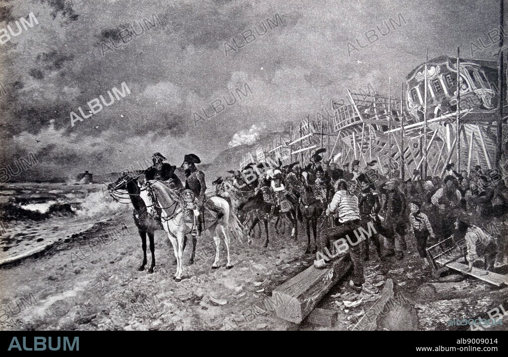 The French Fuhrer Masses His Forces: Napoleon at Boulogne in 1804 preparing for his invasion of England. Napoleon Bonaparte (15 August 1769 - 5 May 1821), was a French military and political leader who rose to prominence during the French Revolution and led several successful campaigns during the Revolutionary Wars.