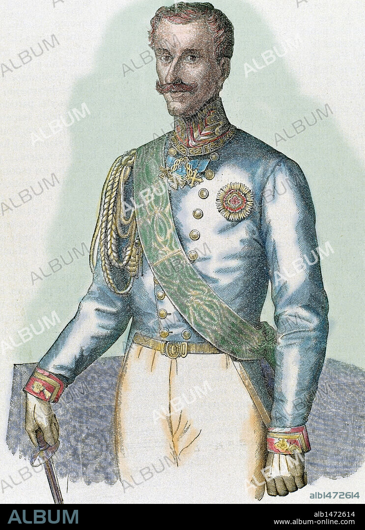 Charles Albert (Turin 1798-Porto, Portugal, 1849). King of Sardinia (1831-1849). Established a constitutional monarchy (1848). He abdicated in favor of his son Victor Emmanuel II. Engraving.