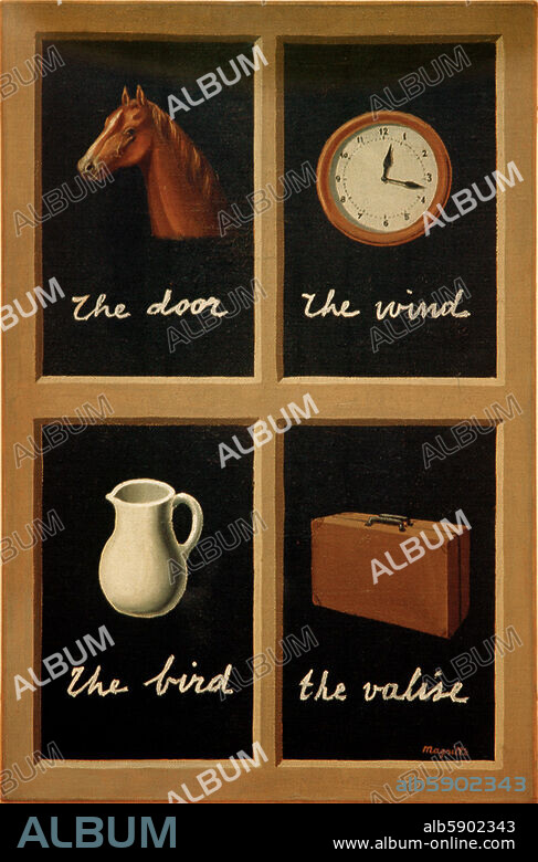 RENÉ MAGRITTE. Magritte, René. 1898-1967. "La Clef des songes" (The Key to Dreams), 1935. Oil on canvas, 41 × 27 cm. Collection Jasper Johns. New York, Museum of Modern Art.
