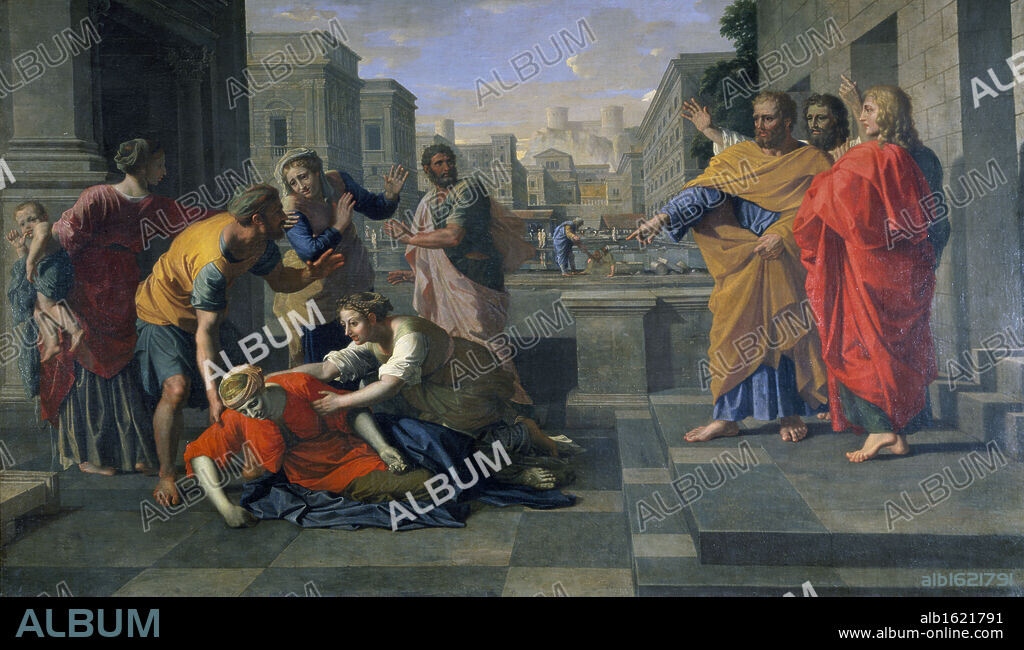 The Death of Sapphira (La Mort de Saphire) by Nicolas Poussin,  (1594-1665),  Paris,  Musee du Louvre.