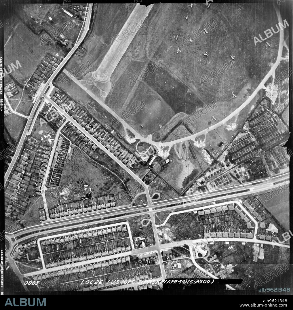 USAAF PHOTOGRAPHER. RAF Filton, Bristol, April 1944. In the Second World War the Bristol Aeroplane Company aircraft factories made Filton a target, and after a bombing raid in 1940 an RAF fighter squadron was based here. Prior to D-Day it became an assembly plant for US aircraft shipped across the Atlantic.