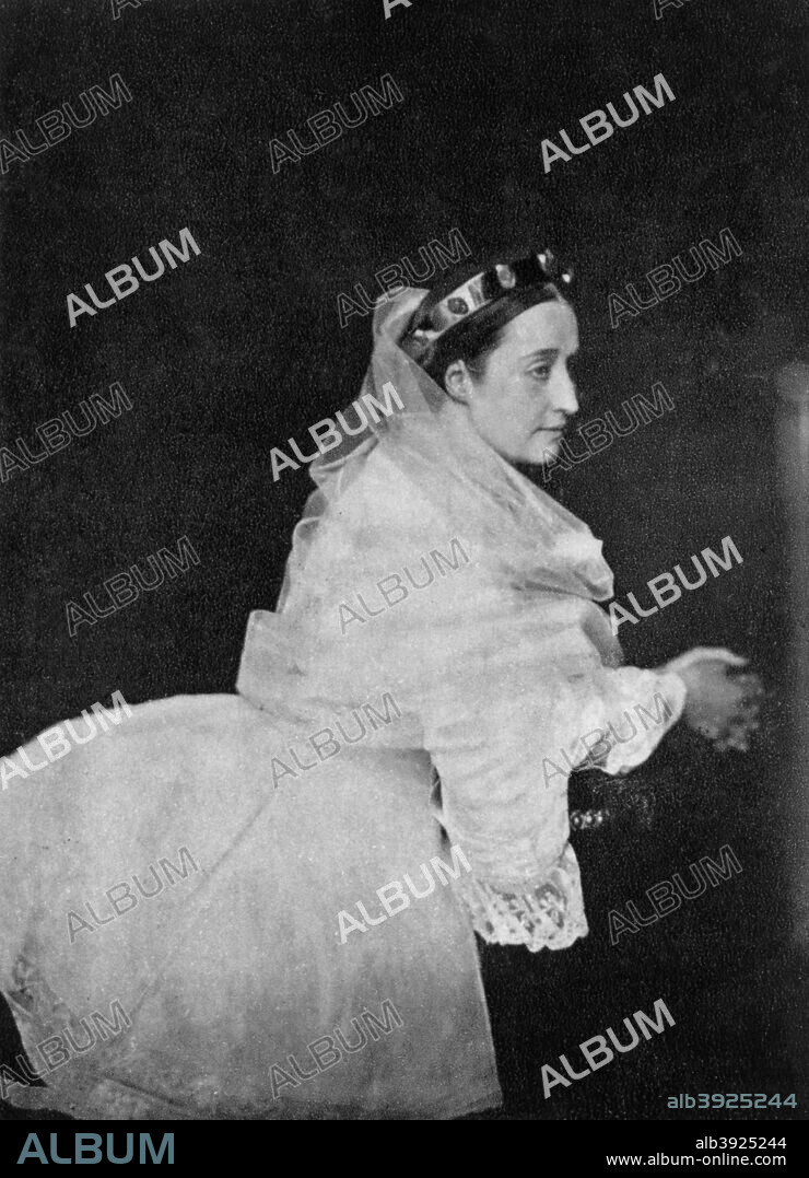 Empress Eugenie of France, 1859. A Spanish noblewoman, Eugenie de Montijo (1826-1920) was the last Empress Consort of France. She married Napoleon III in 1853, but was forced into exile in England with her husband when he was overthrown after France's defeat in the Franco-Prussian War. A photograph from Album de Photographies dans L'Intimite de Personnages Illustres, 1860-1905, 3rd album, Editions MD, Paris.