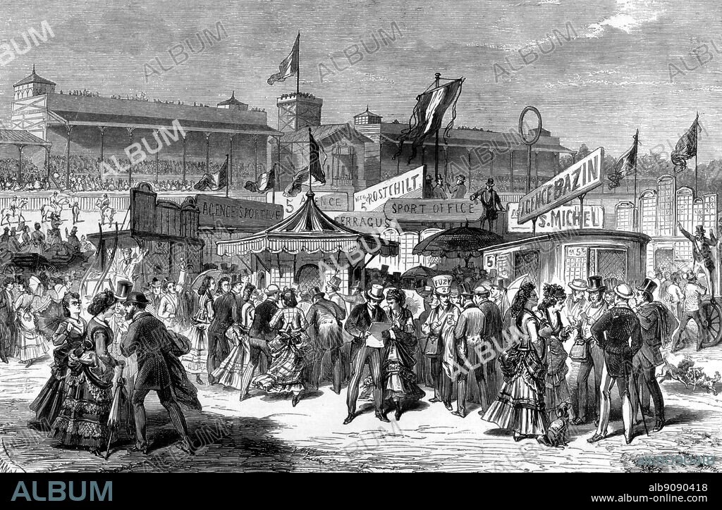 Longchamp, Paris, 1870 Bookmakers. The History of Horse Racing by Roger Longrigg, page 184.