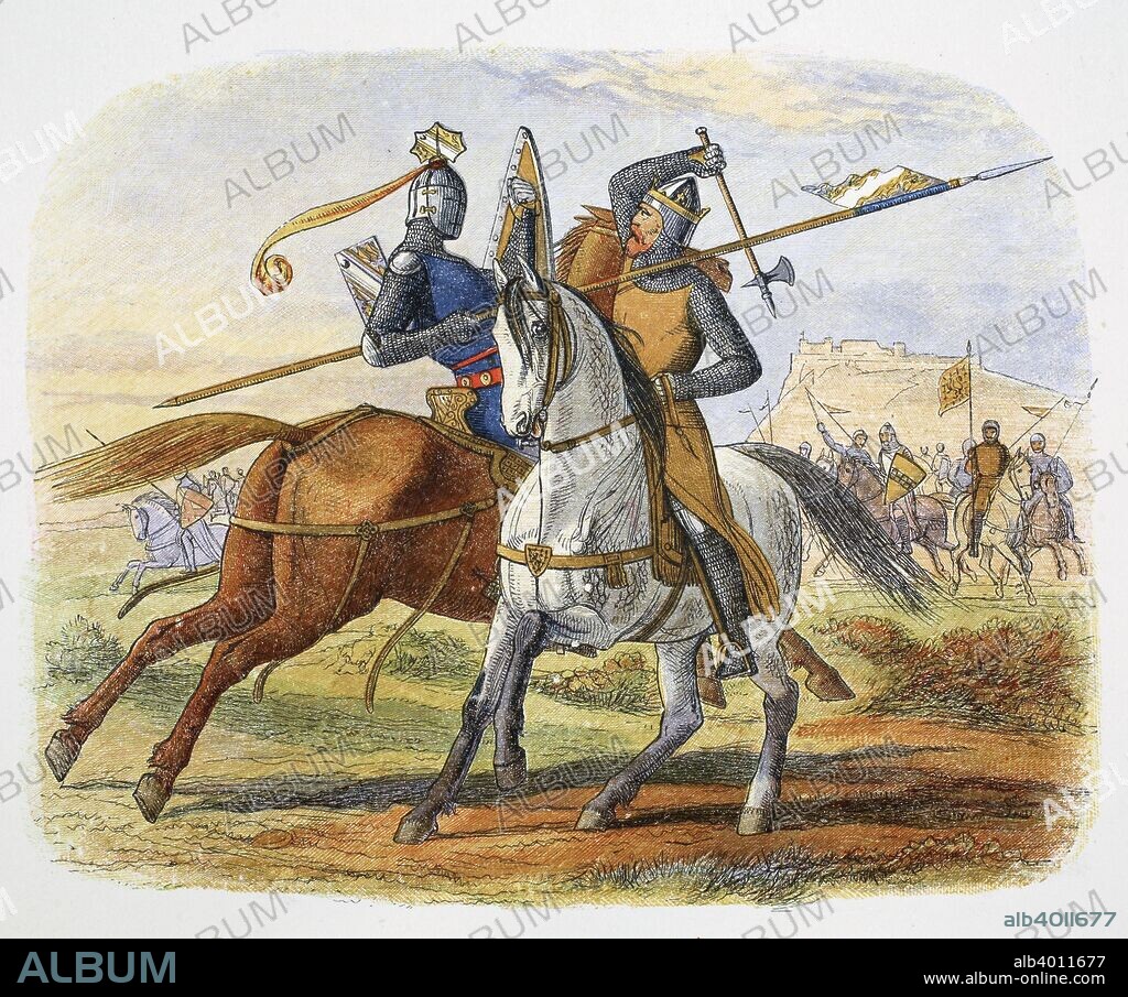 Robert the Bruce kills Sir Henry de Bohun, Battle of Bannockburn, Scotland, 1314 (1864). Sir Henry de Bohun (d1314), an English knight, spotted the Scottish king on the battlefield. After fixing his lance, Bohun charged the Bruce (1274-1329), who evaded his lance at the last second and killed Bohun with a blow from his axe, splitting his head in two. The victory for the Scots at Bannockburn was the decisive moment in the First War of Scottish Independence.