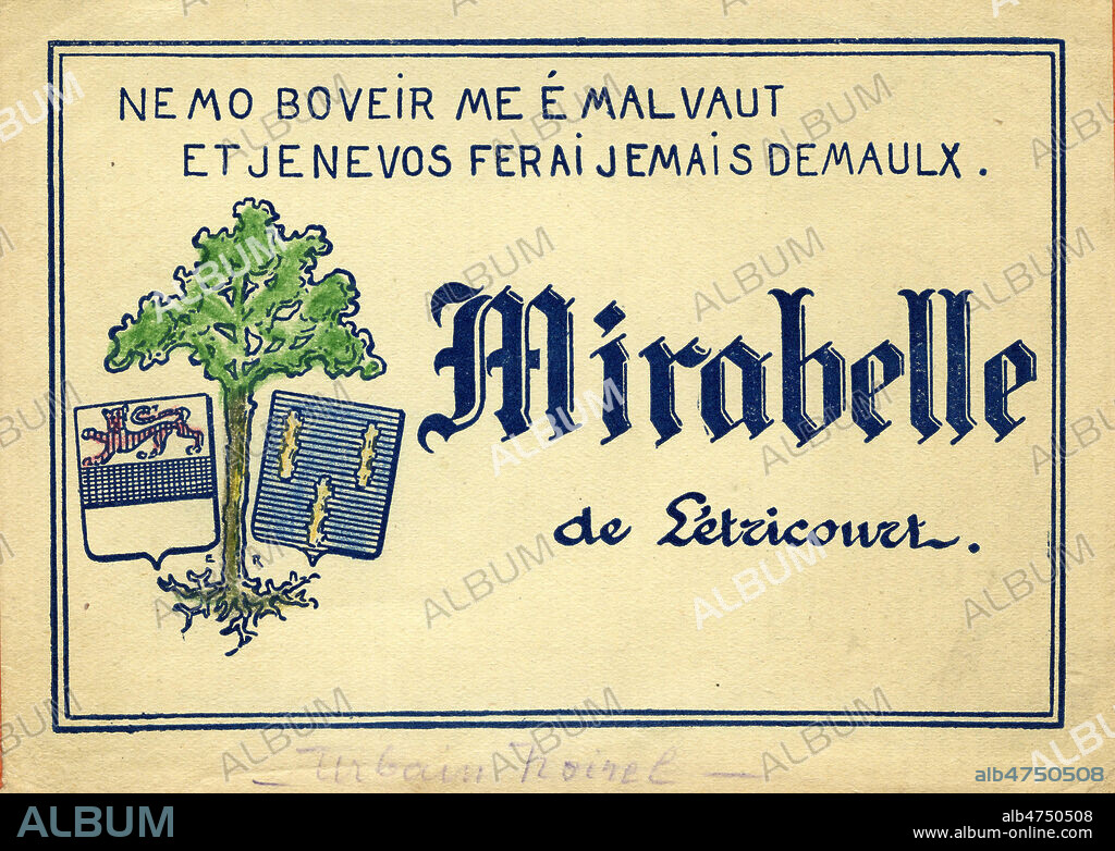 Etiquette de liqueur de mirabelle, vers 1920. Illustration anonyme. Credit : Collection IM/KHARBINE-TAPABOR.
