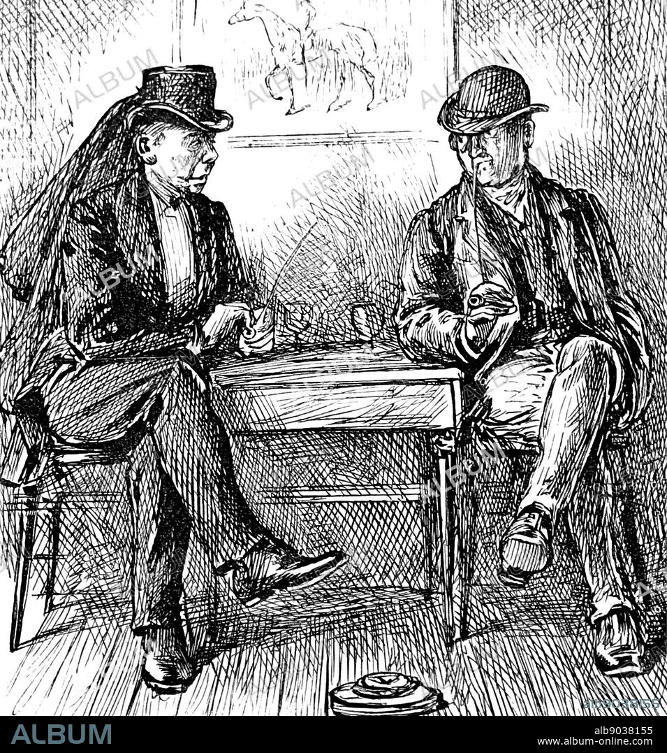 Illustration depicting a professional mourner, who could be hired to add gravitas to a funeral. Dated 19th Century.