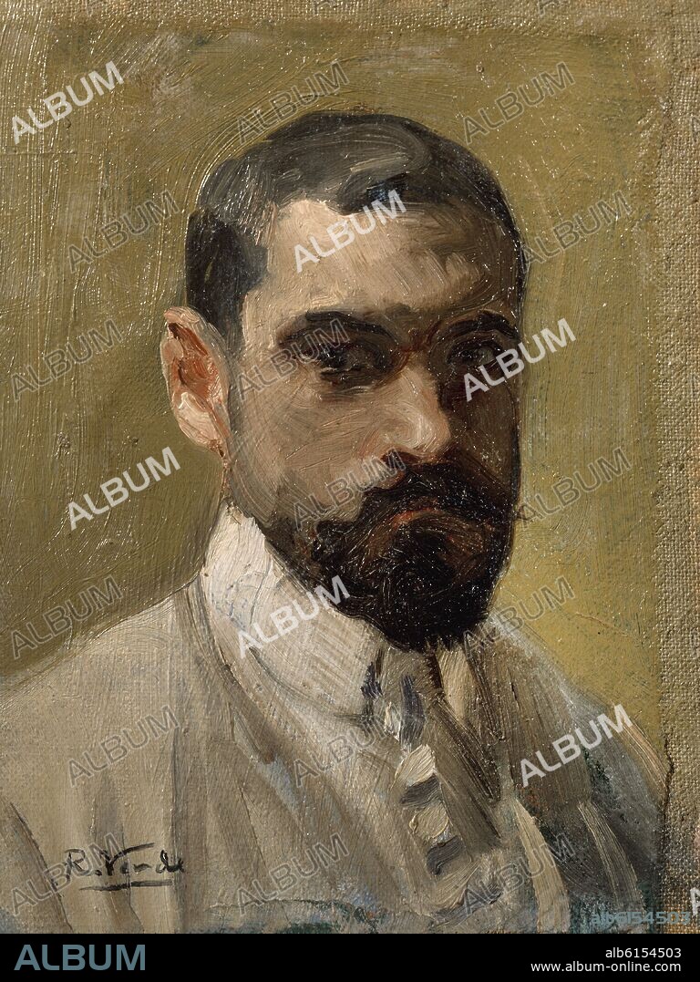 RICARDO VERDE RUBIO. AUTORRETRATO (C.1910) - O/L - 22X17 CM.