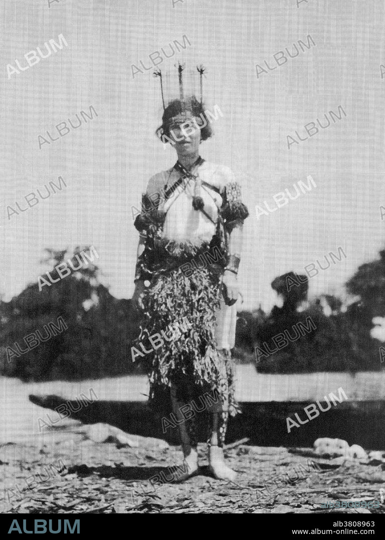 Famous American cultural anthropologist, Margaret Mead (1901-1978) dressed in native clothing during her time in Samoa. Mead studied a wide variety of cultures, and linked child rearing practices to social patterns. Mead received her undergraduate degree from Barnard University in 1923 where she studied under Franz Boaz and Ruth Benedict. She acquired a PHD from Columbia University in 1929. At the age of 23, Dr. Mead began a field study in Samoa, against Boaz's advice. From this experience she wrote "Coming Of Age In Samoa", published in 1928. This book remains a best seller. She became curator at the Department of Anthropology at the American Museum of Natural History and was a professor of anthropology at Columbia University. She is quoted as saying: "I have spent most of my life studying the lives of other peoples, faraway peoples, so that Americans might better understand themselves.".