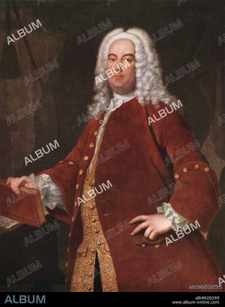 THOMAS HUDSON. George Frideric Handel, (1685-1759), German composer, c1750s. Baroque composer Handel lived much of his life in England, where he composed his masterpiece, Messiah.
