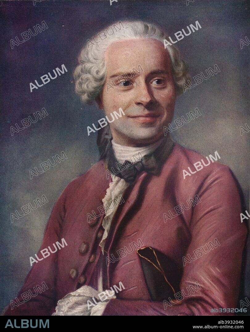 'D'Alembert', 1753. Jean-Baptiste le Rond d'Alembert (1717-1783), French mathematician, mechanician, physicist, philosopher, and music. Held at the Musée du Louvre, Paris. From The French Pastellists of the Eighteenth Century by Haldane MacFall. [MacMillan and Co., Limited, London, 1909].