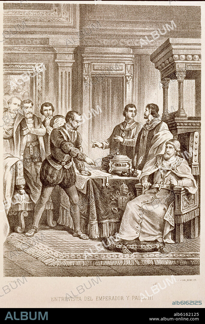HISTORIA DE ESPAÑA-ENTREVISTA DE CARLOS I Y EL PAPA PAULO III.