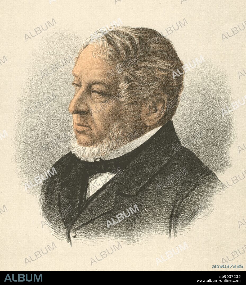 Lionel Nathan de Rothschild (1808-79) British Banker. MP for city of London. Original of Sidonia in Disraeli's 'Coningsby' From 'The National Portrait Gallery', Cassell, Petter & Galpin, London c.1880. Tinted lithograph.
