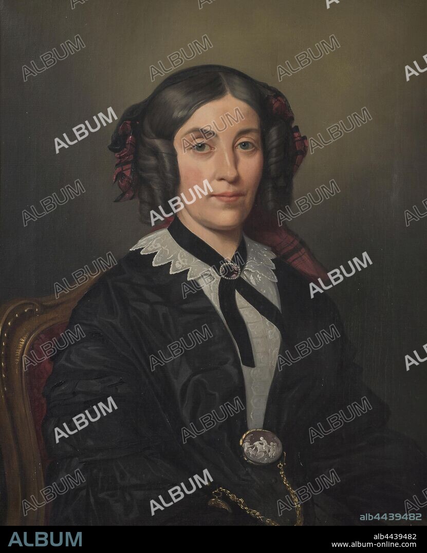 Carl Stefan Bennet, Margaret Seton (1805-1870), born in Scotland, working in Sweden, g.m, free master colonel Carl Gustaf Adlercreutz, granddaughter of Alexander Baron Seton, oil on canvas, Height, 71.5 cm (28.1 inches), Width, 59.5 cm (23.4 inches), Inscription, MARGARET ADLERCREUTZ // f. Seton 1805, -1870 // gm colonel CG Adlercreutz, Frame, bottom, middle, plaque.