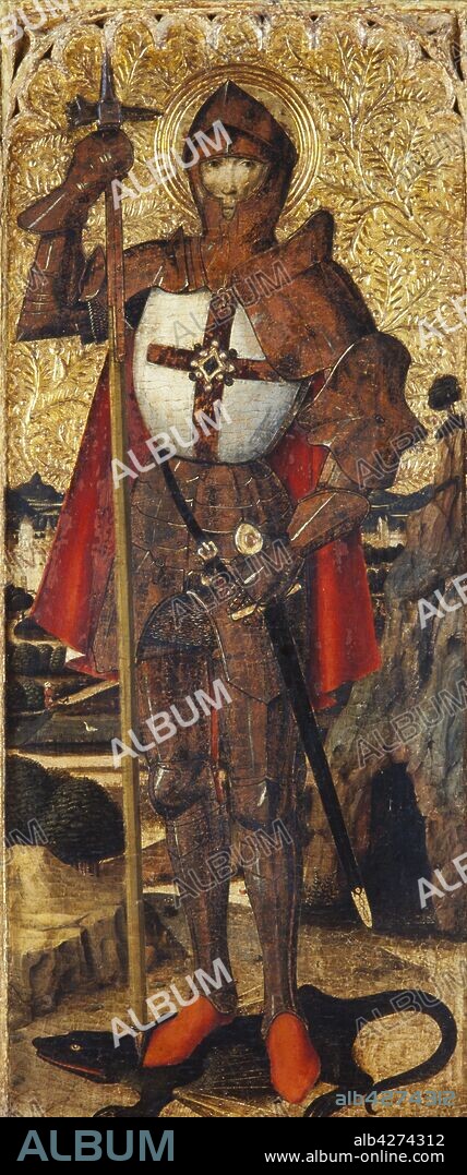 Jaume Huguet / Sant Jordi, Retablo del Condestable, 1465, Temple sobre tabla.