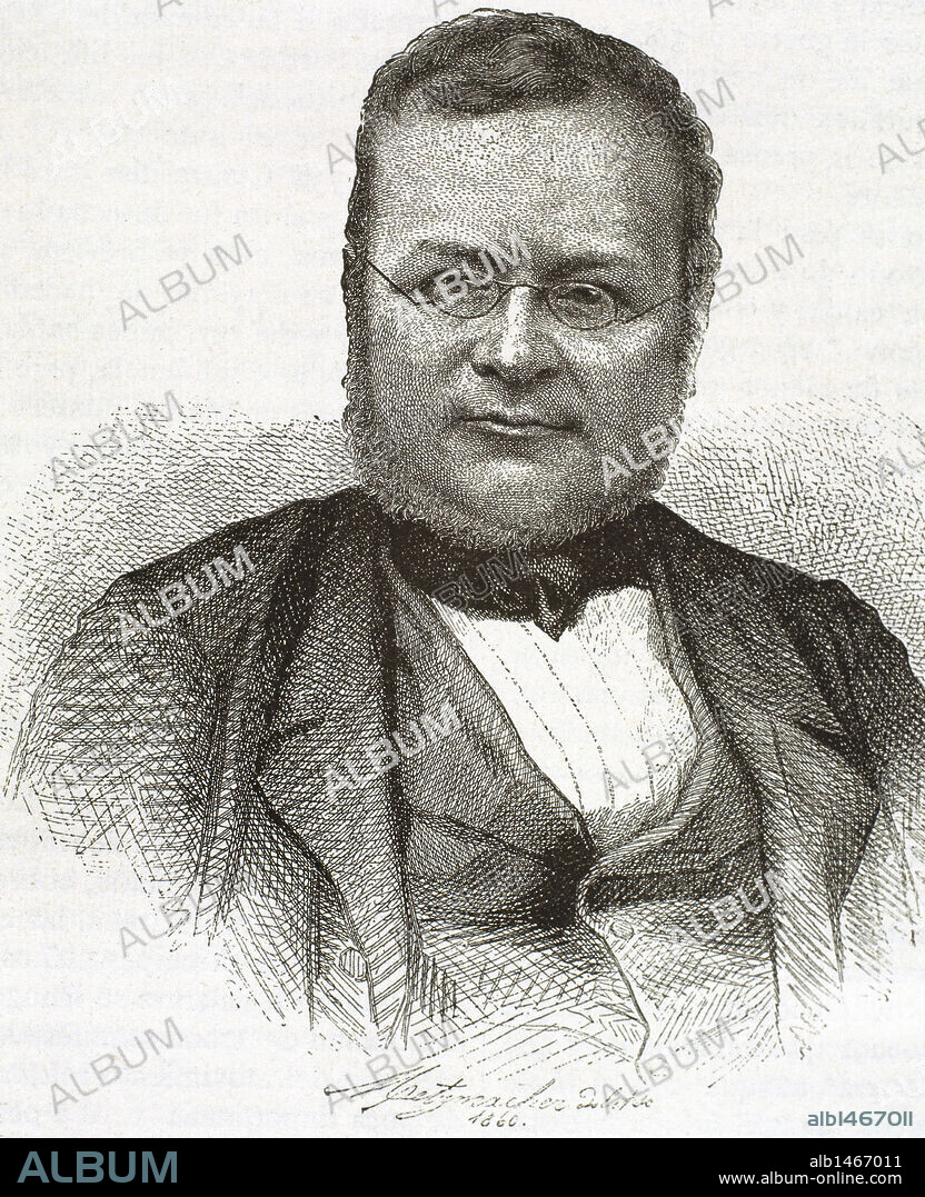 CONDE DE CAVOUR (Camilo Benso) (1810-1861). Estadista italiano, uno de los artífices de la unificación italiana. Grabado S. XIX.