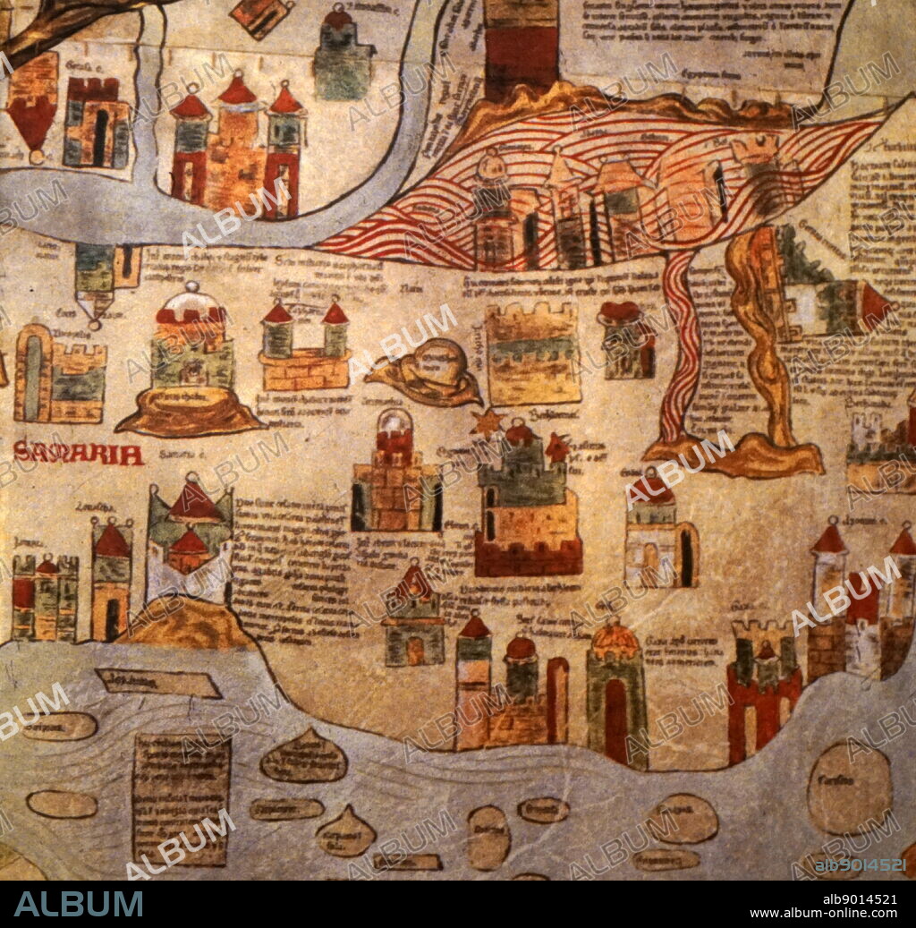 A detailed medieval map of the world as it was known. Dated 14th Century.