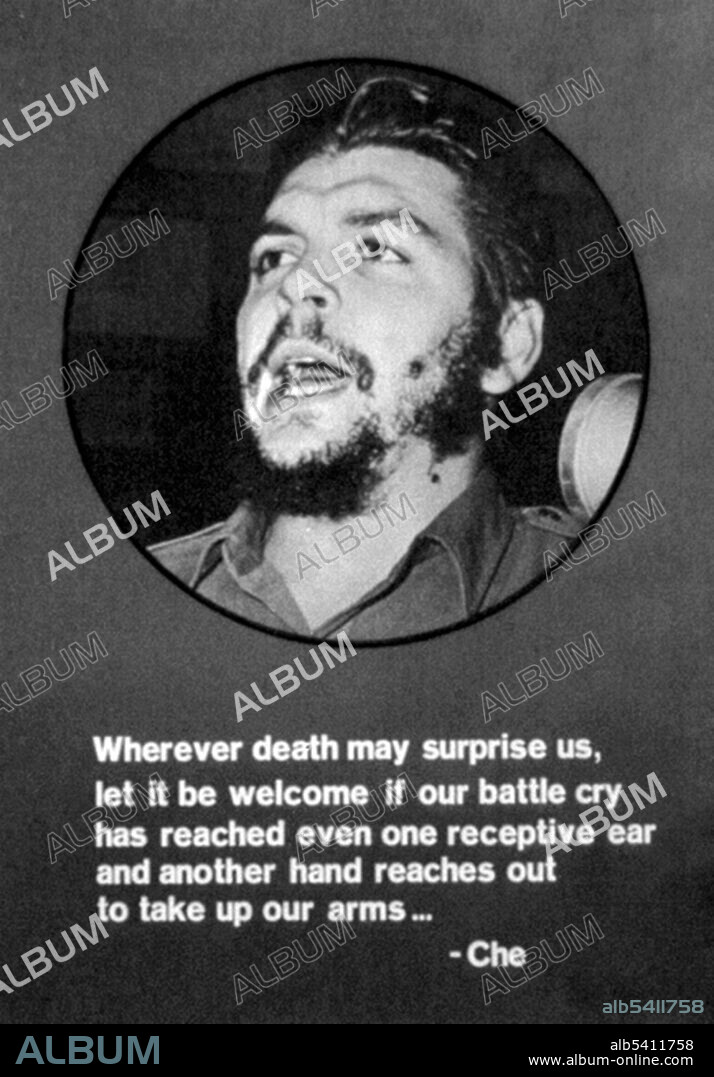 Ernesto (Che) Guevara (June 14, 1928 - October 9, 1967) was an Argentine Marxist revolutionary, physician, author, guerrilla leader, diplomat and military theorist. A major figure of the Cuban Revolution, his stylized visage has become a countercultural symbol of rebellion and global insignia in popular culture. His desire to help overturn what he saw as the capitalist exploitation of Latin America by the United States prompted his involvement in Guatemala's social reforms. He met Raúl and Fidel Castro and joined their 26th of July Movement with the intention of overthrowing United States backed Cuban dictator Fulgencio Batista.Guevara soon rose to prominence among the insurgents, was promoted to second in command and played a pivotal role in the victorious two-year guerrilla campaign that deposed the Batista regime. Guevara was a prolific writer and diarist, composing a seminal manual on guerrilla warfare, along with a best-selling memoir about his youthful continental motorcycle journey. Guevara left Cuba in 1965 to foment revolution abroad, first unsuccessfully in Congo-Kinshasa and later in Bolivia, where he was captured by CIA-assisted Bolivian forces executed. Yanker Poster Collection.