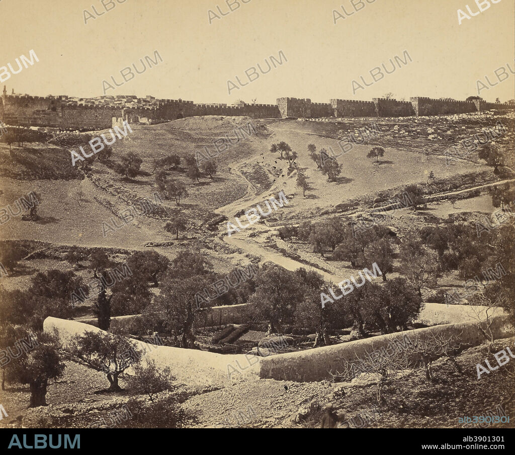 JAMES ROBERTSON. [Jerusalem. Jardin de Gesthsemane]. Date/Period: 1857. Print. Albumen silver. Height: 259 mm (10.19 in); Width: 308 mm (12.12 in).