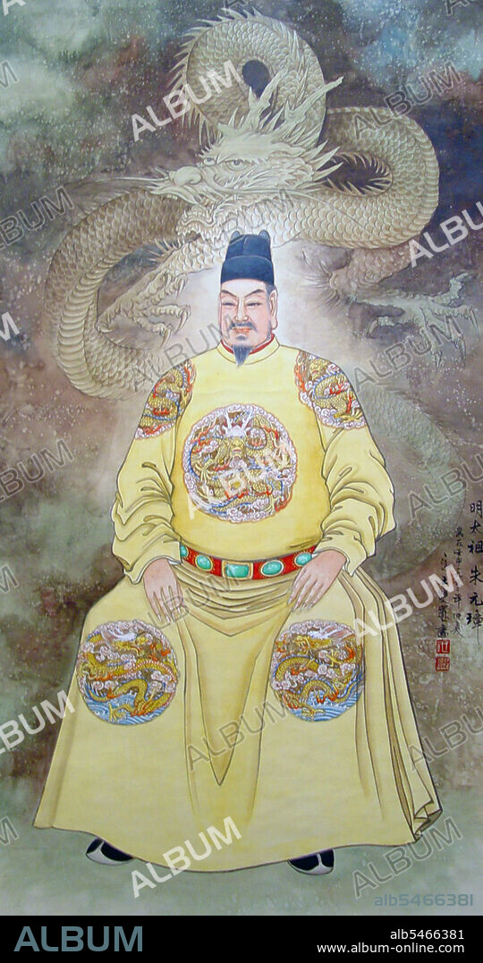 Emperor Hongwu, 1st ruler of the Ming Dynasty (r. 1368-1398). Personal Name: Zhu Yuanzhang, Zhu Yuánzhang. Posthumous Name: Gaodi, Gaodì. Temple Name: Taizu, Tàizu. Reign Name: Ming Hongwu, Ming Hóngwu. The Hongwu Emperor was the founder and first emperor (1368–98) of the Ming Dynasty of China. His era name, Hongwu, means 'vastly martial'. In the middle of the 14th century, with famine, plagues and peasant revolts sweeping across China, Zhu became a leader of an army that conquered China, ending the Yuan Dynasty and forcing the Mongols to retreat to the Mongolian steppes. With his seizure of the Yuan capital (present-day Beijing), he claimed the Mandate of Heaven and established the Ming Dynasty in 1368.