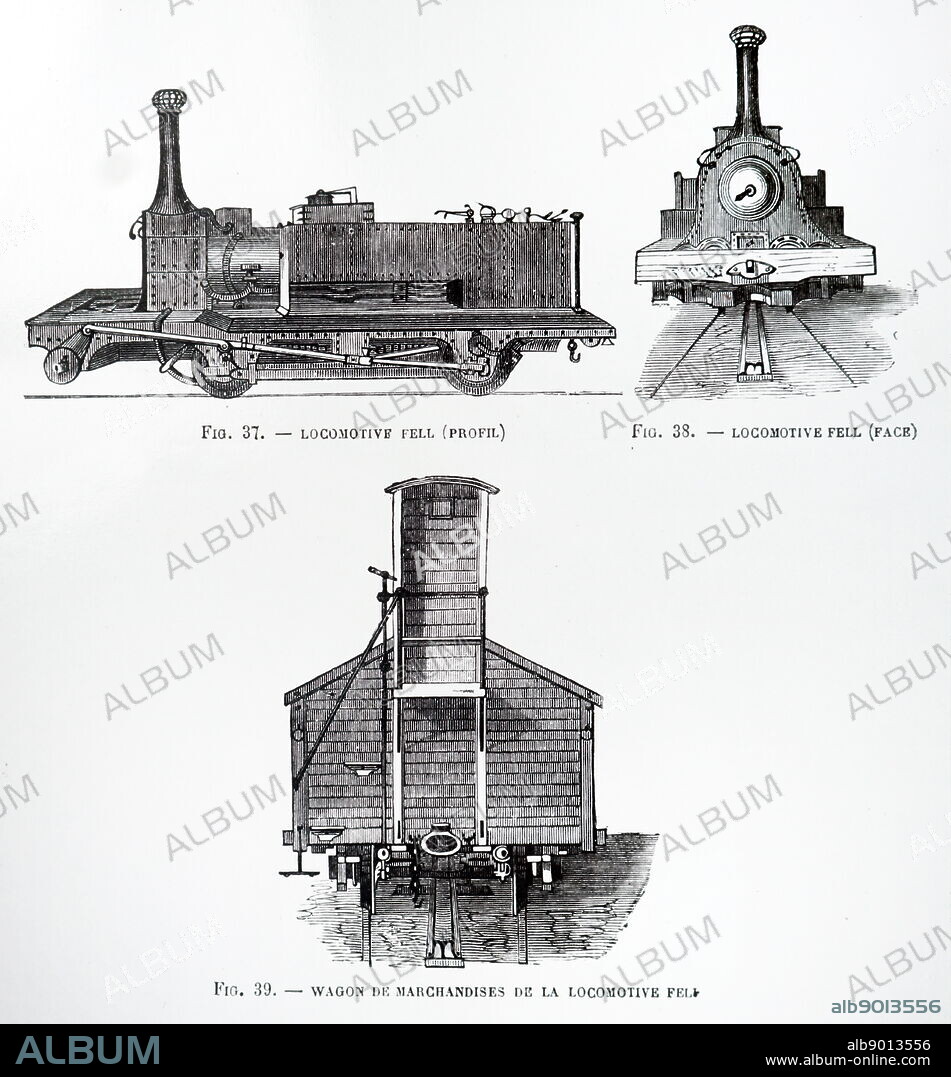 Engraving depicting a British Rail 10100, an unusual experimental diesel locomotive known informally as The Fell Diesel Locomotive. Dated 19th century.