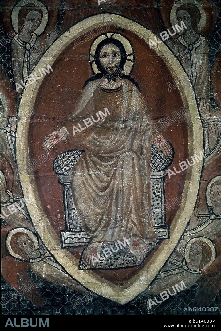 ANTON SANCHEZ DE SEGOVIA (S XII). CAPILLA DE SAN MARTIN TAMBIEN CONOCIDA COMO LA CAPILLA DEL ACEITE - DETALLE DEL JUICIO FINAL - SIGLO XIII - PINTURA MURAL - GOTICO ESPAÑOL.