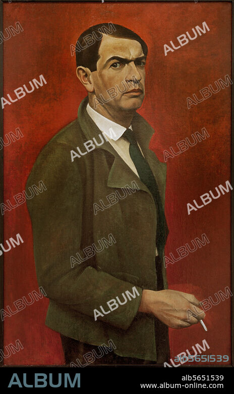 ALEXANDER KANOLDT. Kanoldt, Alexander; dt. Maler und Graphiker; Karlsruhe 29.9.1881 - Berlin 24.1.1939. "Selbstporträt", 1929. Öl auf Leinwand, 96 × 60 cm. Inv. Nr. XVII-440. Breslau, Muzeum Narodowe.
