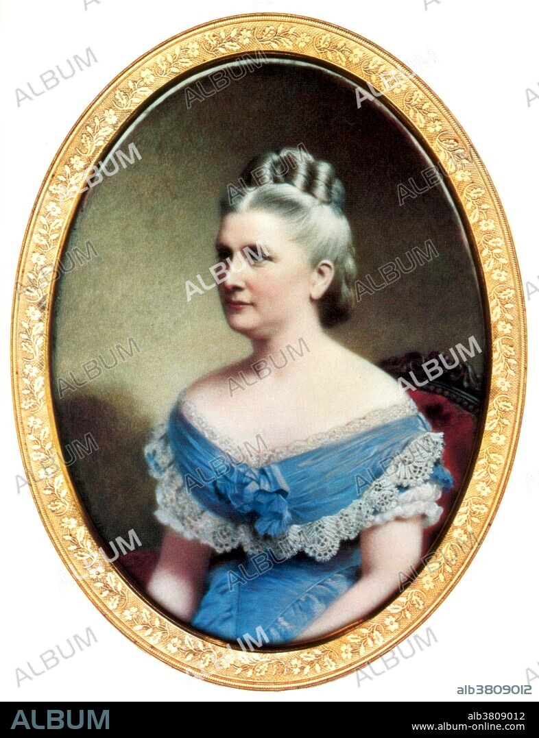 Harriet Rebecca Lane Johnston (May 9, 1830 - July 3, 1903) acted as First Lady of the United States during the presidency of her uncle, lifelong bachelor James Buchanan, from 1857 to 1861. Among the handful of women who have served as first lady while not being married to the president, she is by far the best known. She lost her mother when she was 9; when her father's death 2 years later made her an orphan, she requested that her favorite uncle, James Buchanan, be appointed her legal guardian. She was a popular hostess during the four years of the Buchanan presidency. Women copied her hair and clothing styles, parents named their daughters for her, and a popular song, Listen to the Mockingbird, was dedicated to her. While in the White House, she used her position to promote social causes, such as improving the living conditions of Native Americans in reservations. She also made a point of inviting artists and musicians to White House functions. For both her popularity and her advocacy work, she has been described as the first of the modern first ladies, and her popularity at the time is compared to that of Jacqueline Kennedy in the 1960s. She waited until she was almost 36 to marry. She chose, with her uncle's approval, Henry Elliott Johnston, a Baltimore banker. Within the next 18 years she lost her uncle, both her young sons, and her husband. She died in 1903 at the age of 73. Painting by John Henry Brown.