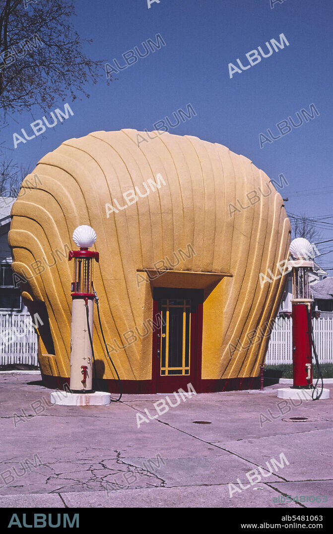 2001 United States -  Shell gas station (restoration) Winston-Salem North Carolina ca. 2001.