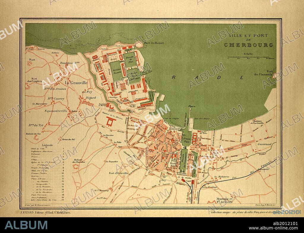 MAP OF CHERBOURG, FRANCE.