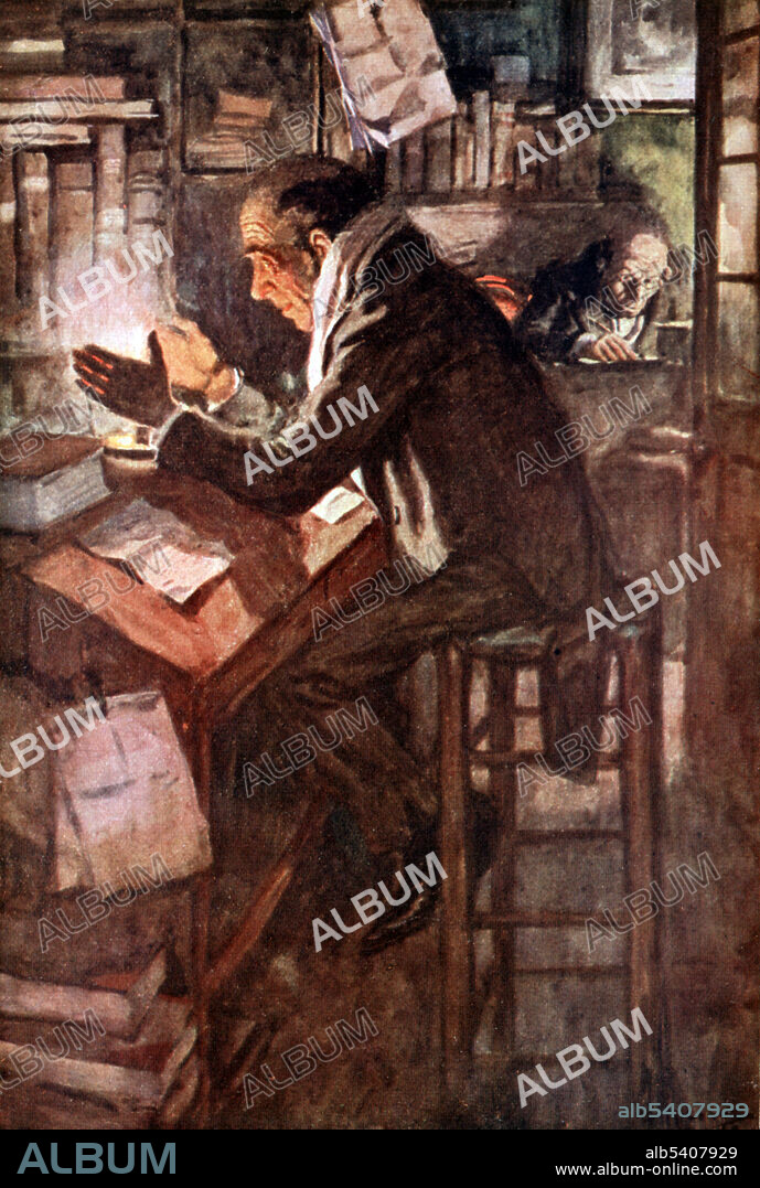 Bob Cratchit tried to warm himself at the candle. A Christmas Carol by Charles Dickens was first published on December 19, 1843 and met with instant success and critical acclaim. A Christmas Carol tells the story of a bitter old miser named Ebenezer Scrooge and his transformation into a gentler, kindlier man after visitations by the ghost of his former business partner Jacob Marley and the Ghosts of Christmas Past, Present and Yet to Come. A Christmas Carol has never been out of print. Illustrated by Arthur C. Michael, 1911.