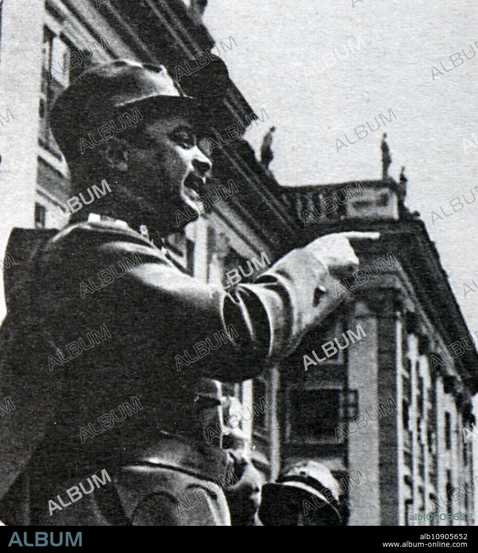 Chancellor Engelbert Dollfuss making a political speech in Vienna.