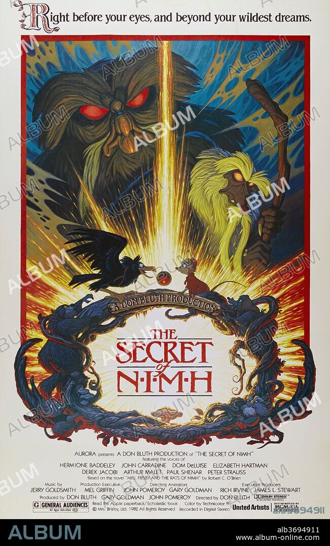 Poster de NIMH, EL MUNDO SECRETO DE LA SEÑORA BRISBY, 1982 (THE SECRET OF NIMH), dirigida por DON BLUTH. Copyright DON BLUTH PRODUCTIONS.