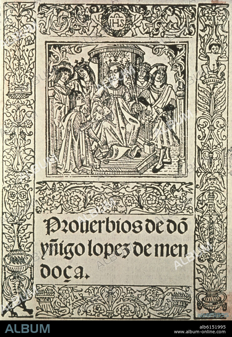 IÑIGO LOPEZ DE MENDOZA-MARQUES DE SANTILLANA. LOS CIEN PROVERBIOS-PORTADA.