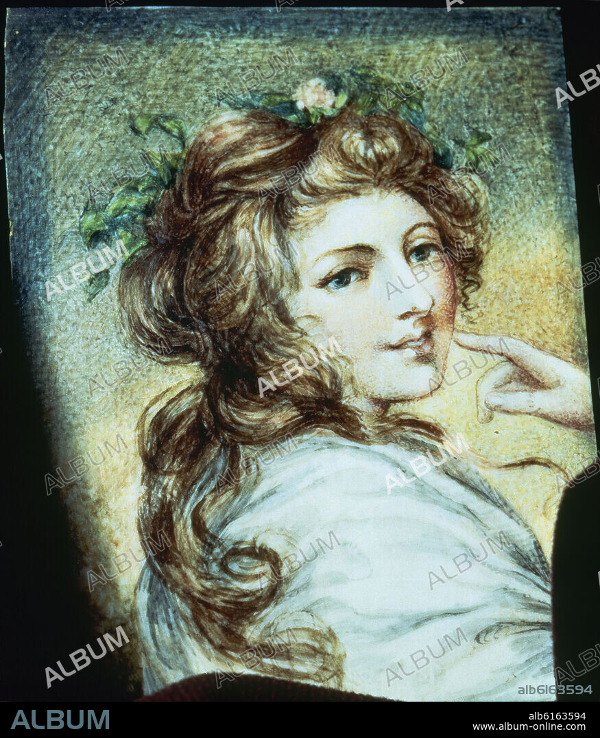 MINIATURA - RETRATO DE EMMA HART DE NACIMIENTO AMY LYON CONOCIDA COMO LADY HAMILTON (1761-1815) - AMANTE DE NELSON.