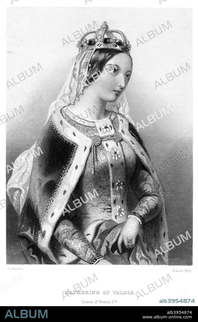 Catherine of Valois (1401-1437), queen consort of King Henry V, 19th century. Catherine and Henry were married in 1420 and had one son, the future Henry VI.