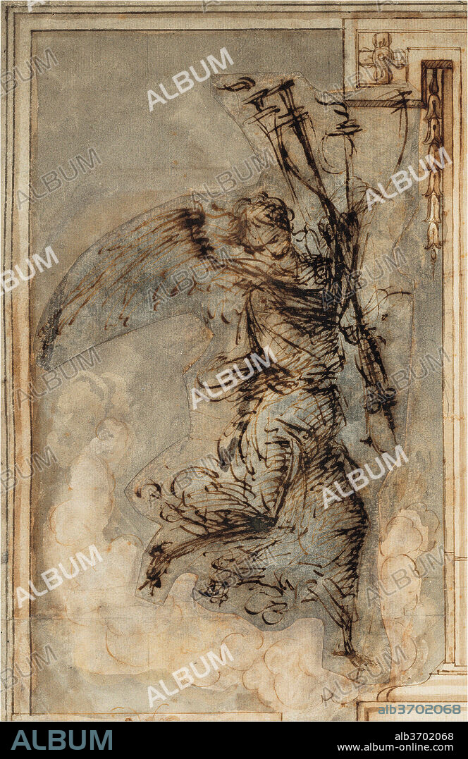 FILIPPINO LIPPI. An Angel Carrying a Torch. Dated: c. 1500/1504. Dimensions: overall (maximum measurement): 20.6 x 13 cm (8 1/8 x 5 1/8 in.). Medium: pen and brown ink and gray wash on laid paper.