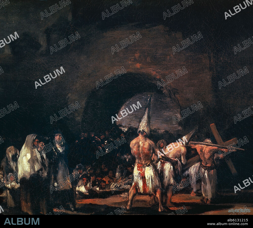 FRANCISCO DE GOYA (atribuido). ESCENA DE DISCIPLINANTES - SIGLO XIX - O/L - 39 x 56 cm.