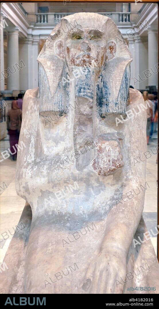 painted limestone statue of Djoser. King Djoser (Djeser and Zoser) was an ancient Egyptian pharaoh of the 3rd dynasty. during the Old Kingdom and the founder of this epoch. He is well known under his Hellenized names Tosorthros (from Manetho) and Sesorthos (from Eusebius). original.