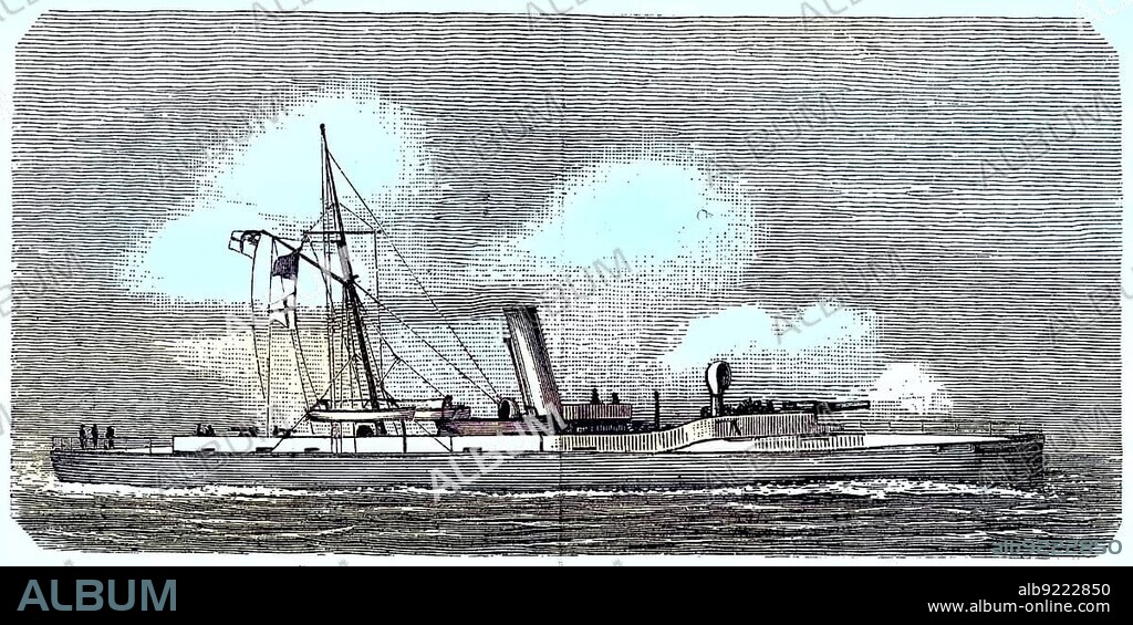 Tank gunboat Brummer of the German Imperial Navy, Germany, c. 1890, Historic, digital reproduction of an original 19th century model