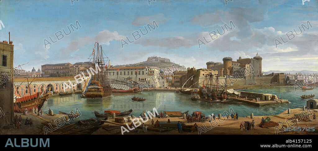 CASPAR VAN WITTEL. Gaspar van Wittel (Amersfoort, 1652/53-Roma, 1736). The Darsena, Naples (ca. 1700 - 1718). Oil on canvas. 74 x 171.8 cm.