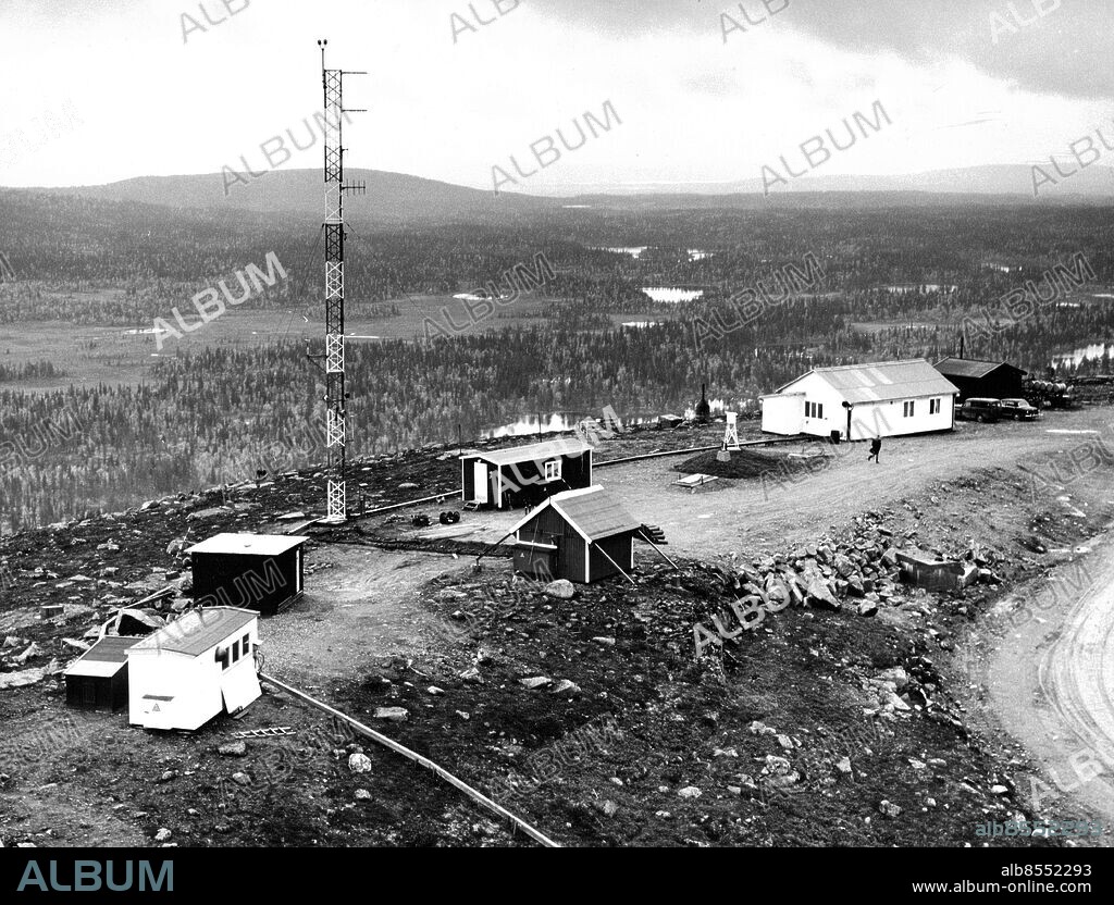Vidsel 1965-01-01. FMV Vidsel Test Range, tidigare benämnd Robotförsöksplats Norrland, RFN, (eller Missile Test Range Vidsel) byggnader från ett flygperspektiv. Foto: SvD / TT / kod 12014.