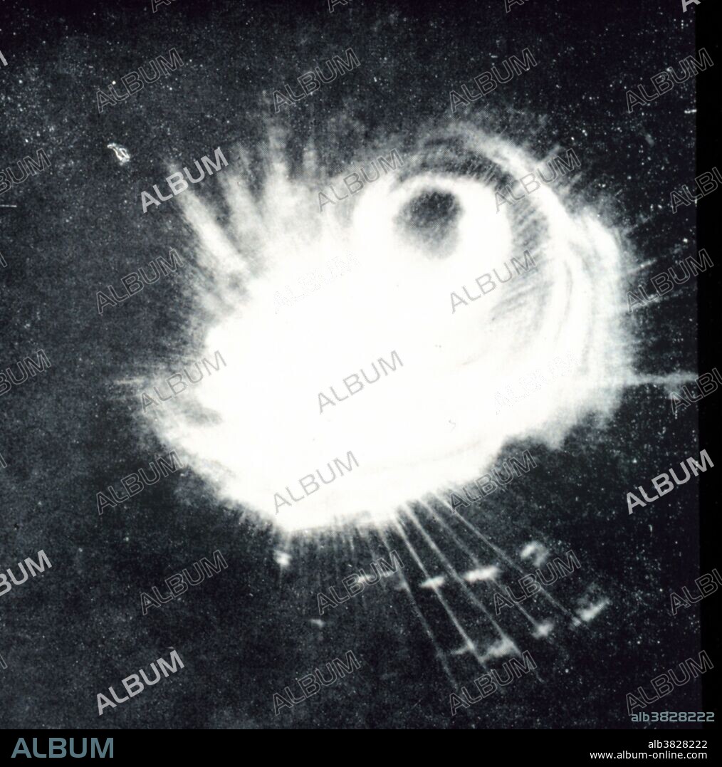 Structure of a typhoon captured by a Navy ship's radar. This storm was the second tropical storm to ever be observed on radar. Philippine Islands, area to east. December 18, 1944. A typhoon is a tropical cyclone or hurricane of the western Pacific area and the China seas.