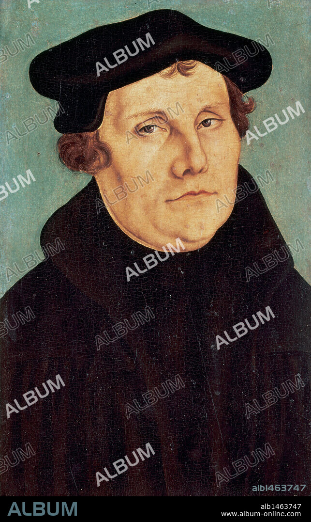 Martin Luther (1483-1546). German monk, icon of the Protestant Reformation. Portrait by Lucas Cranach the Elder (1472-1553). The Uffizi Gallery. Florence. Italy.