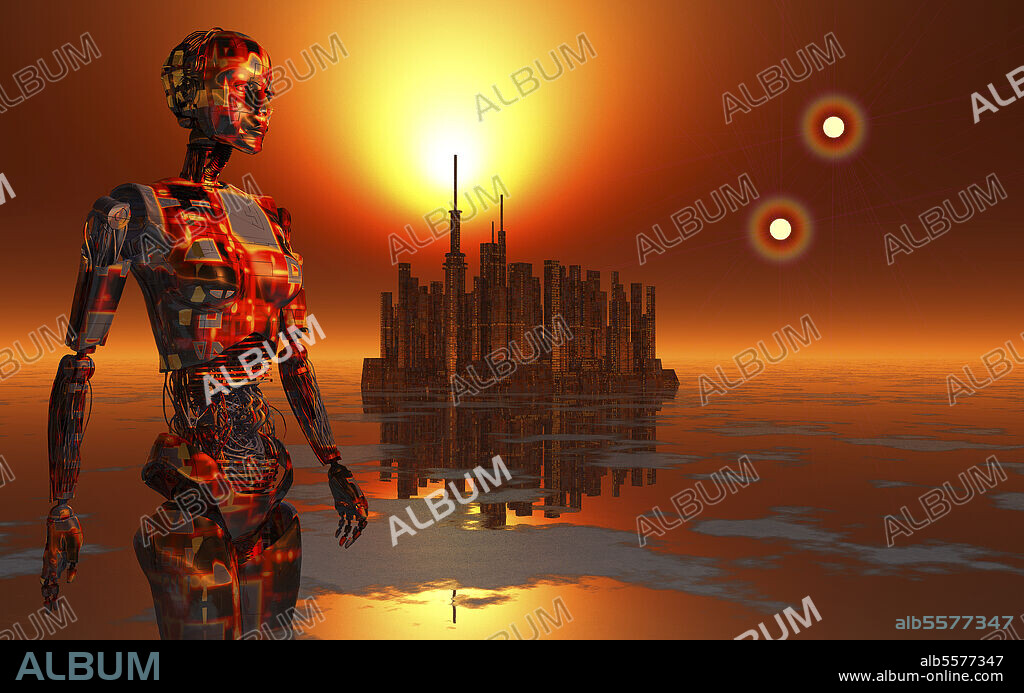 Proxima b planet orbiting the Proxima Centauri red dwarf star.