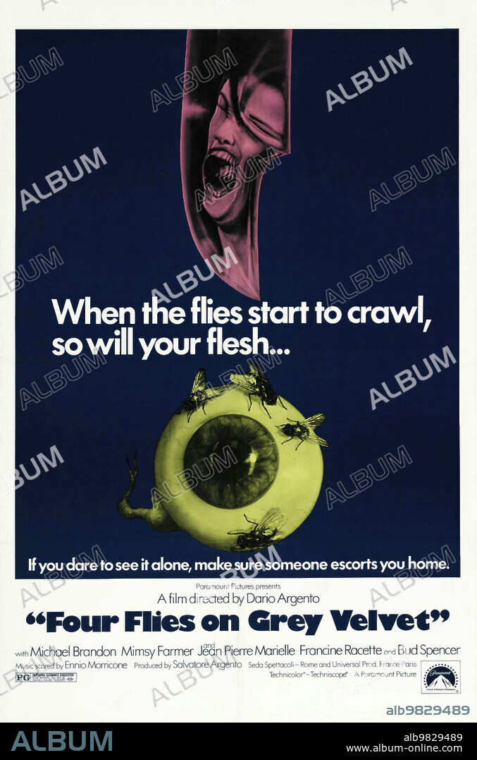 Poster of FOUR FLIES ON GREY VELVET, 1971 (4 MOSCHE DI VELLUTO GRIGIO), directed by DARIO ARGENTO. Copyright MARIANNE PRODUCTIONS.