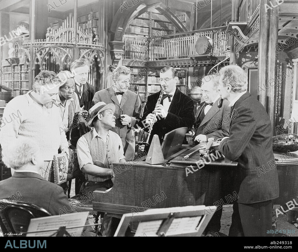 BENNY GOODMAN, CHARLIE BARNET, DANNY KAYE, LOUIS ARMSTRONG and TOMMY DORSEY in A SONG IS BORN, 1948, directed by HOWARD HAWKS. Copyright RKO.
